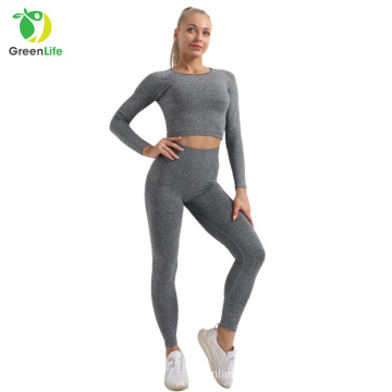 Summer Seamless High Waist Fitness Yoga Wear Plus Size 2 PCS Yoga Sets for Women